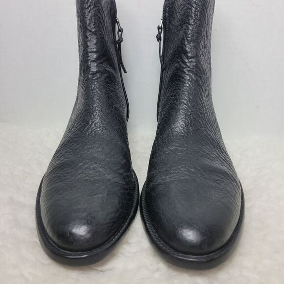 Stallion Men\'s Boots Size 8 D Black Bison Zorro Zip Cowboy Shoes Leather Sole main image 4